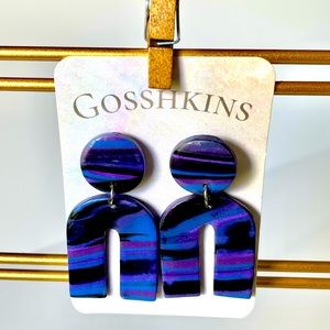 Purple Galaxy Cosmic Arch Polymer Clay and Resin Earrings.